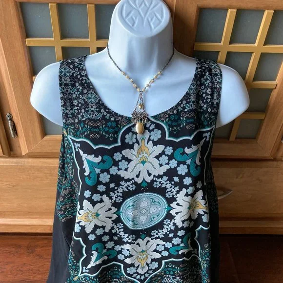 Max Studio Gorgeous Floral Short Sleeve Tunic Blouse X Large - Picture 2 of 7